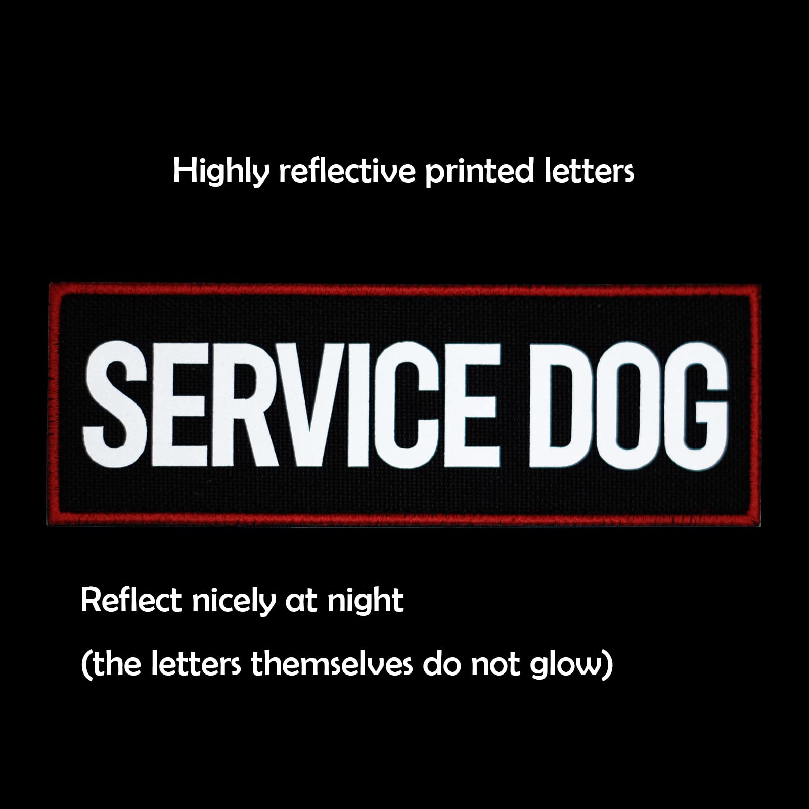 FITZNORA 2 Pcs Reflective Service Dog Patch with Hook and Loop Backing, Embroidered Border with Printed Lettering Patch for Dog