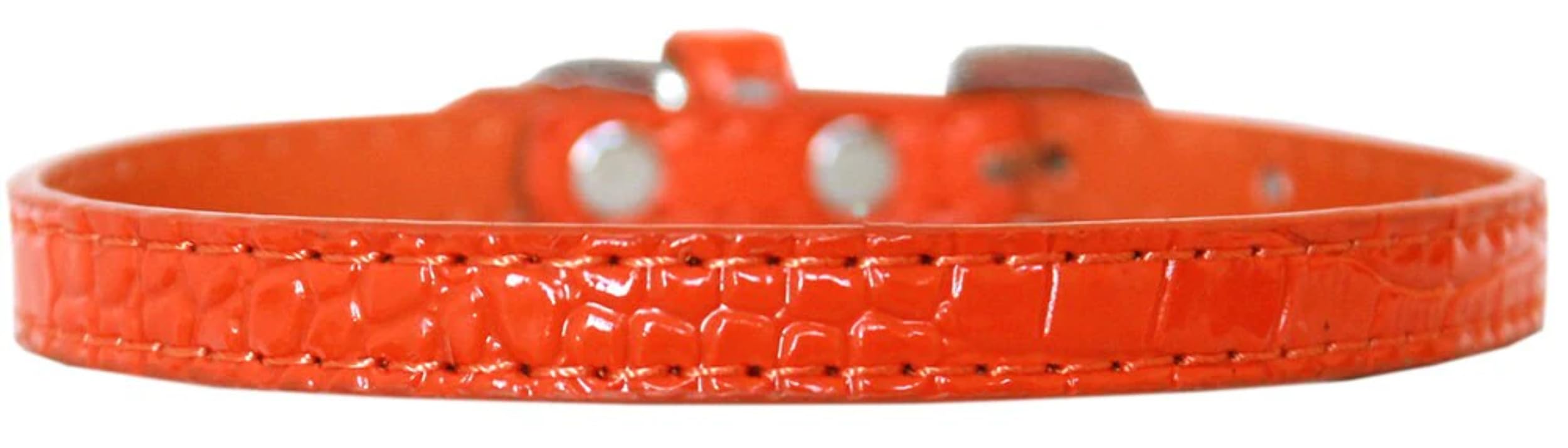 Dog, Puppy & Pet Designer Croc Collar, Plain 3/8&quot; Wide Bright Pink 12