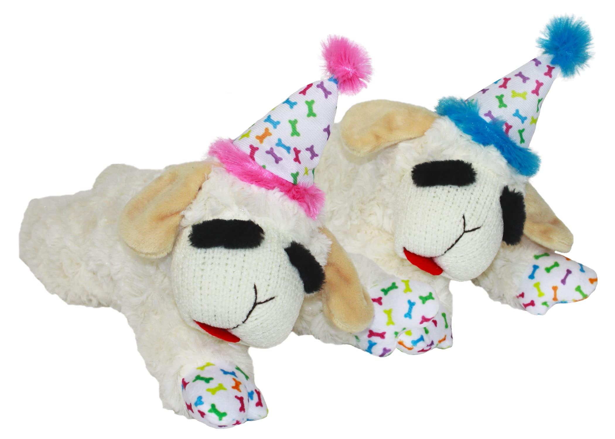 Multipet Lamb Chop w-Birthday Hat Dog Toy 10.5in