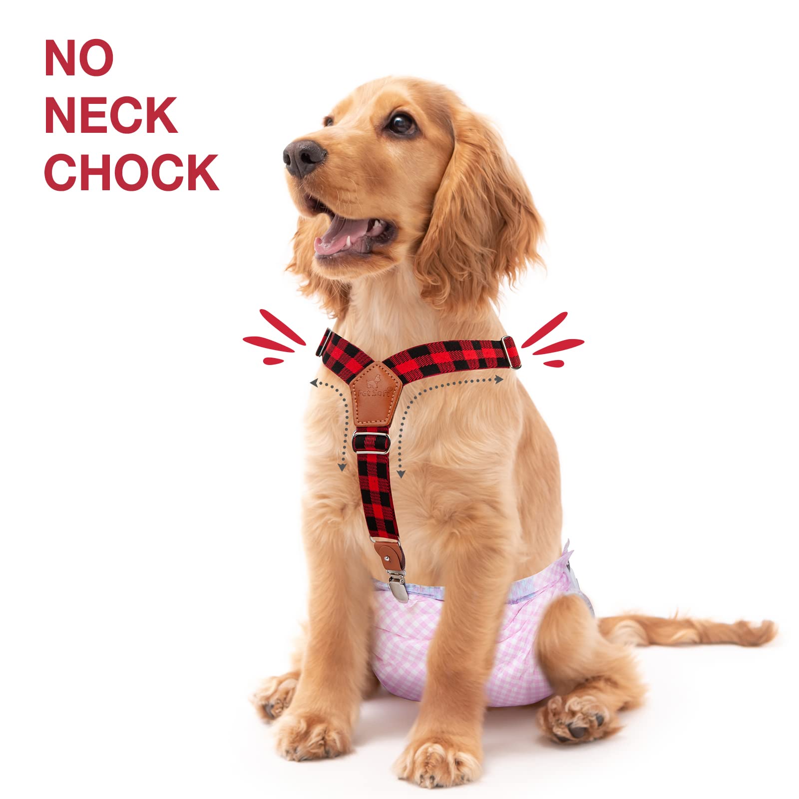 Pet Soft Dog Suspenders 2 Pieces Female Dog Diaper Suspenders For Dogs Diaper Keeper Suspender For Dog Skirt, Dog Dress (Plaid, Xs/S)