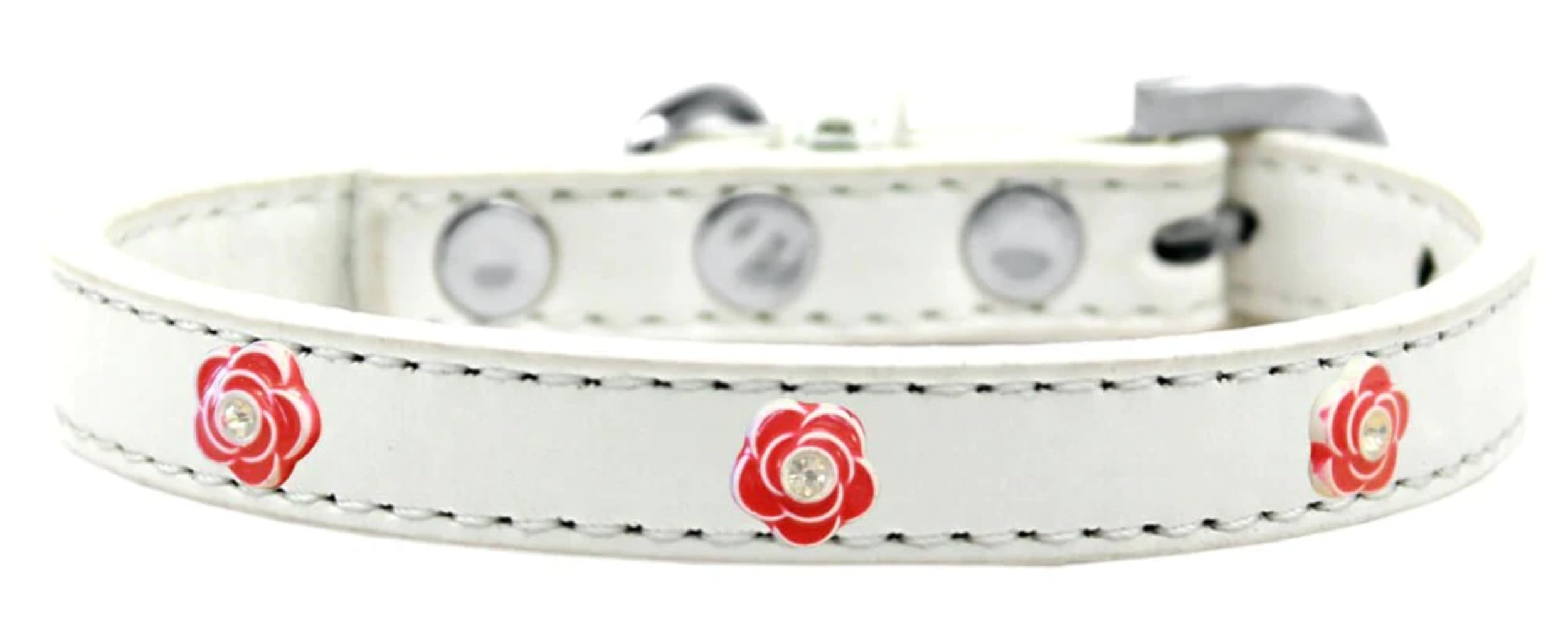 Dog, Puppy & Pet Widget Fashion Collar, Red Roses Aqua 18