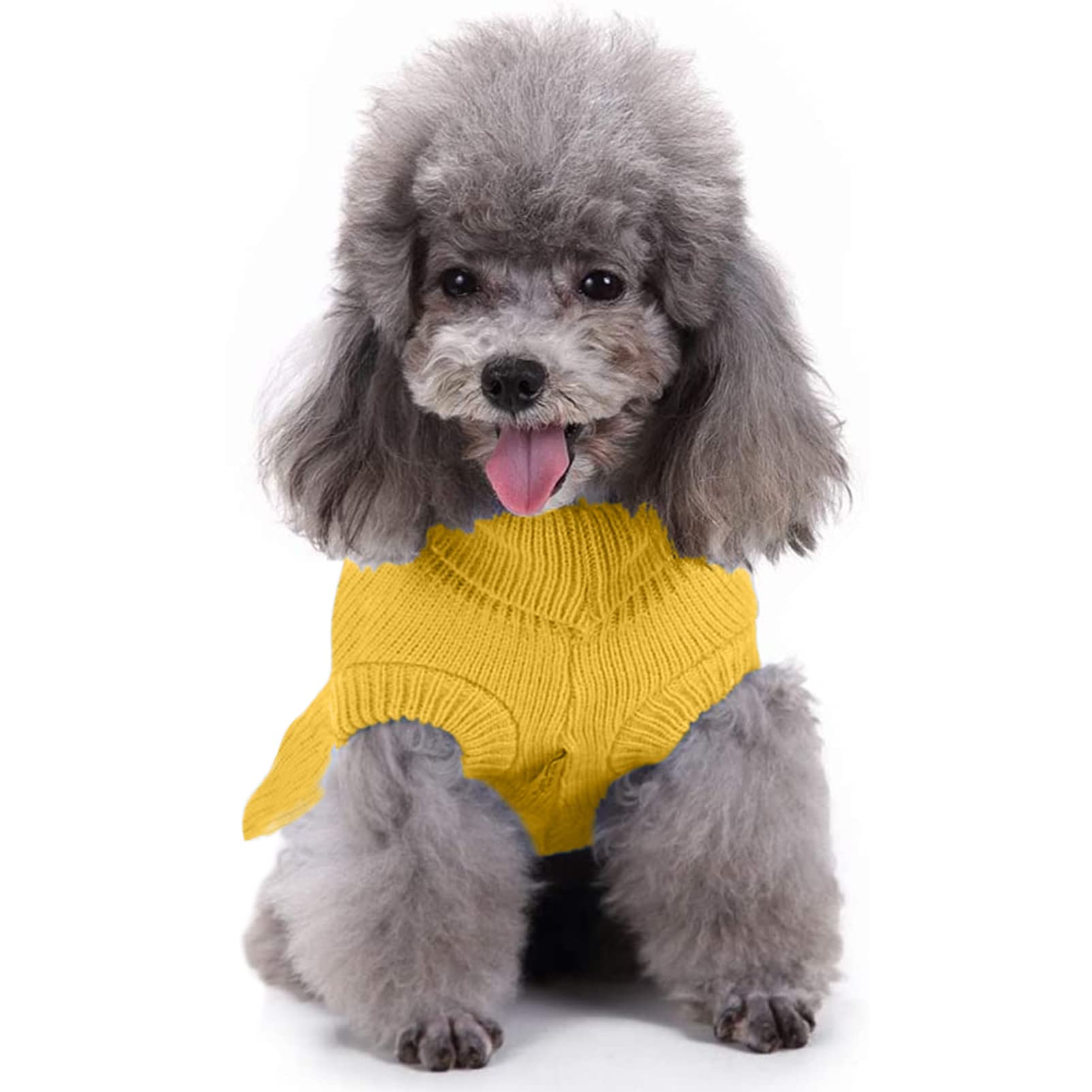 Chborchicen Small Dog Sweaters Knitted Pet Cat Warm Dog Sweatshirt Winter Clothes Kitten Puppy Sweater (Xxs, Dress-Yellow)