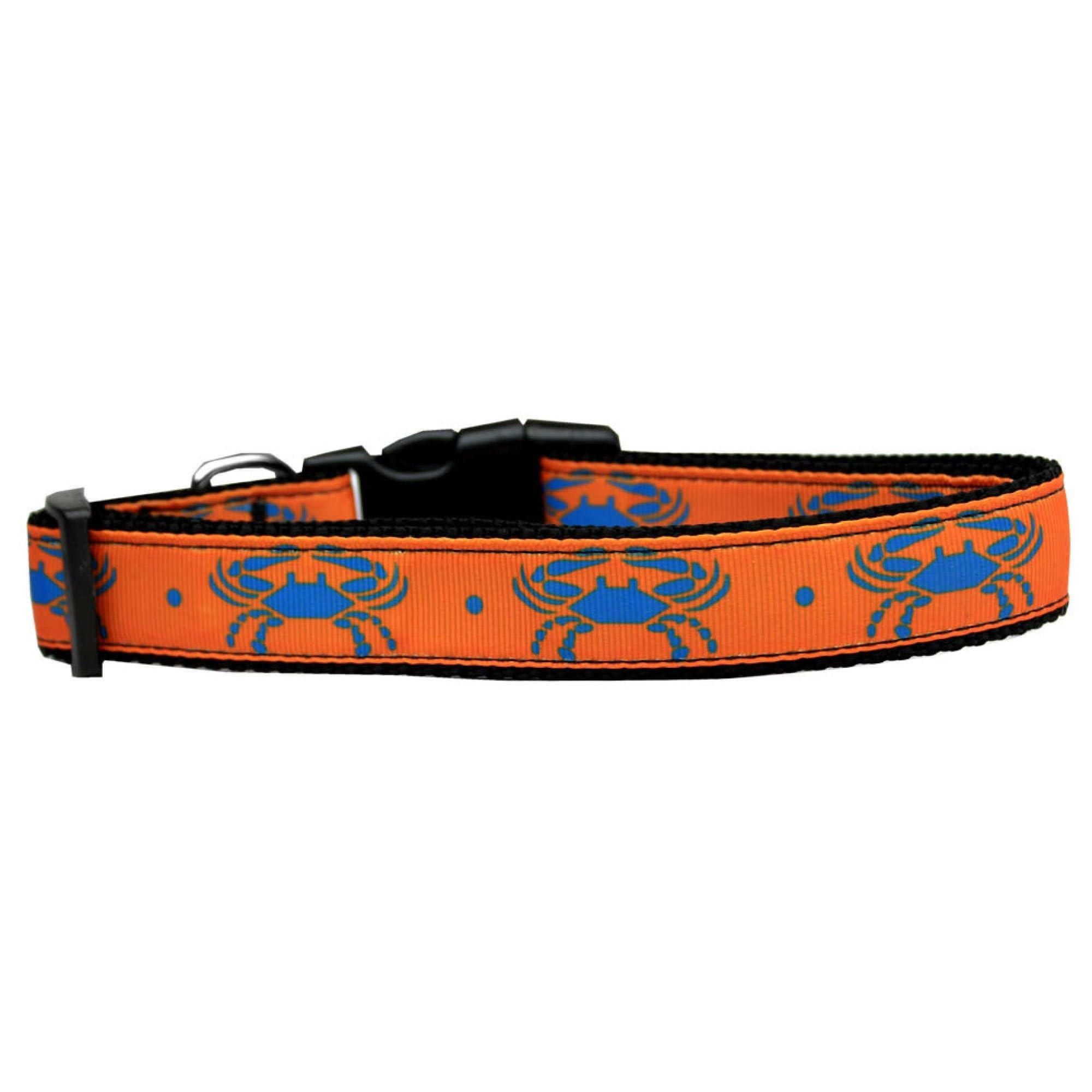 Pet Dog & Cat Nylon Collar or Leash, &quot;Blue Crabs&quot; XL Collar