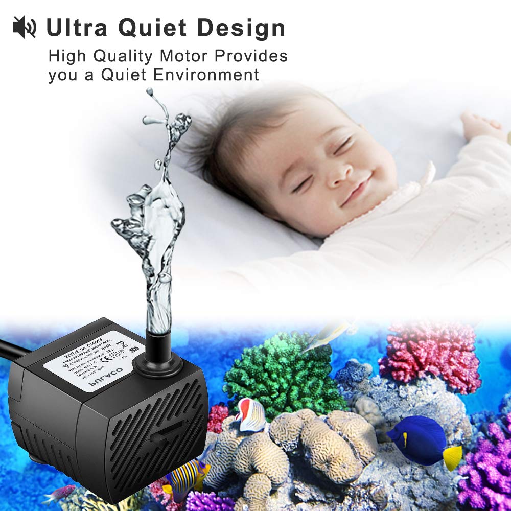 Pulaco 2Pcs Mini Submersible Water Pump (95Gph 5W) For Aquarium Fish Tank, Pond, Fountain, Hydroponics