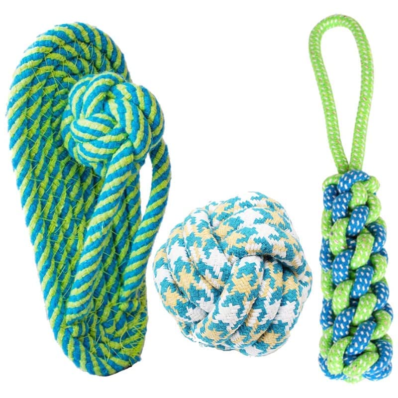 Dog Trust Rope Toys Puppy Chew Cotton Ball Dummy Slipper for Small Medium Large Breeds, Nature Teething Toy for Dental Health, R