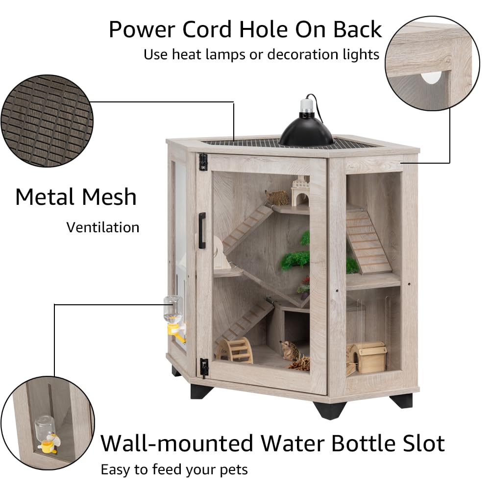 Unipaws Chinchillas Cage With Ramp, Rat Cage With House, Hedgehog Cage, Critter Nation Cage For Hamster, Mice, Clear Acrylic, Co