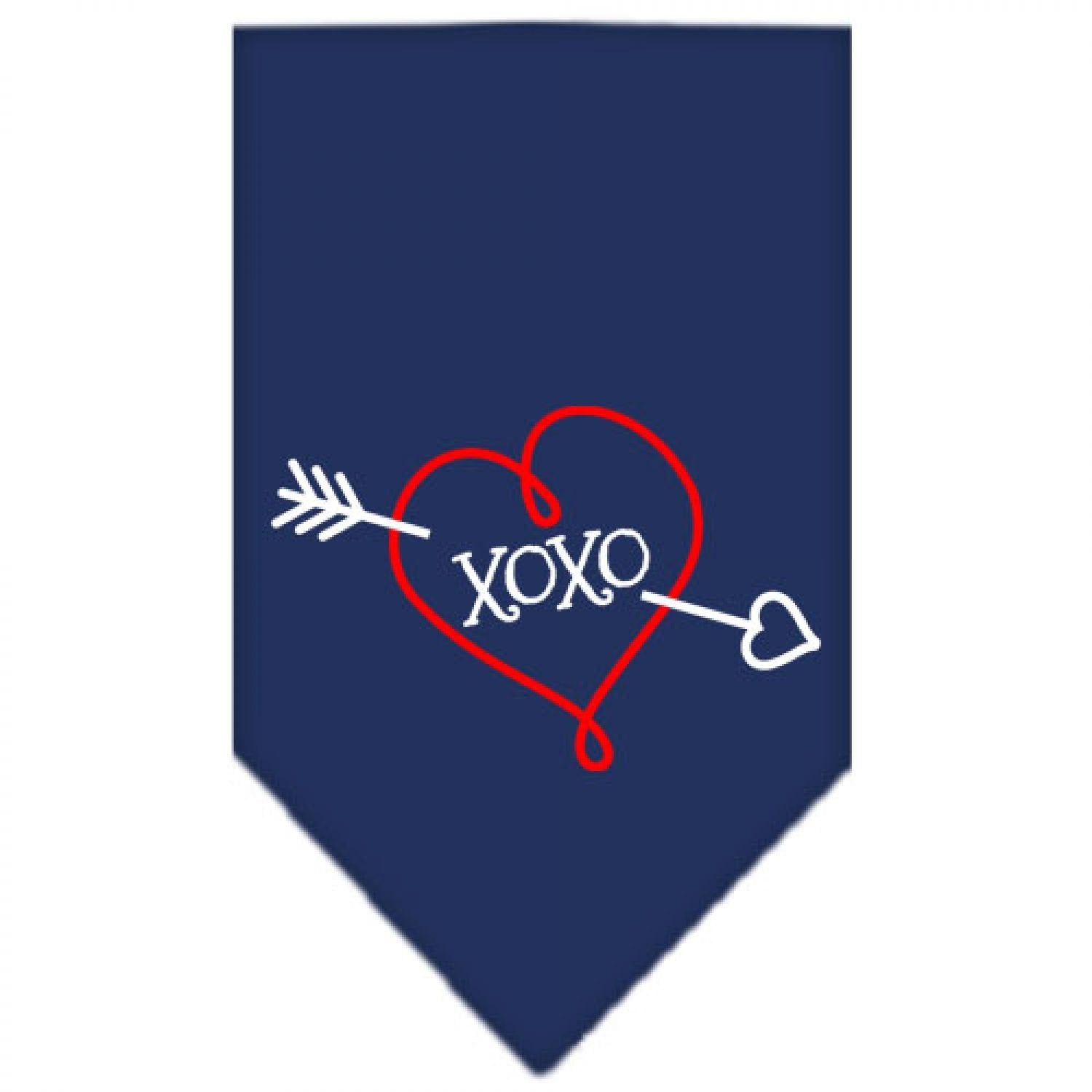 Pet and Dog Bandana Screen Printed, &quot;XOXO&quot; Navy Blue Large
