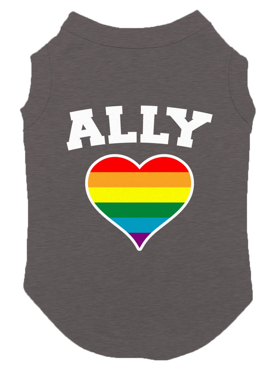 Ally Rainbow Heart - Supporter Dog Shirt (Dark Gray, 2X-Large)