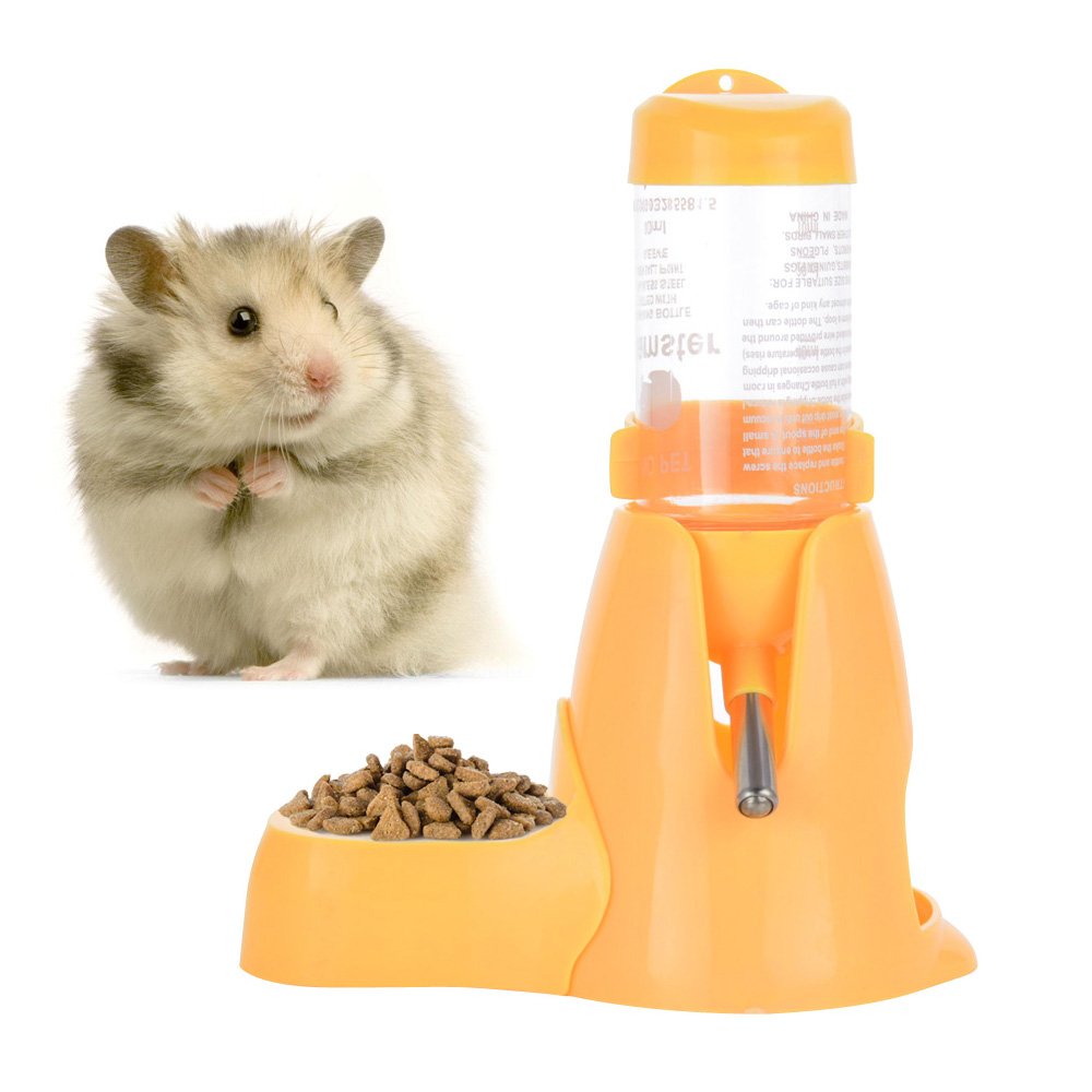 Guardians Hamster Water Bottle, Little Pet Automatic Drinking Bottle with Food Container Base Hut Hanging Water Feeding Bottles
