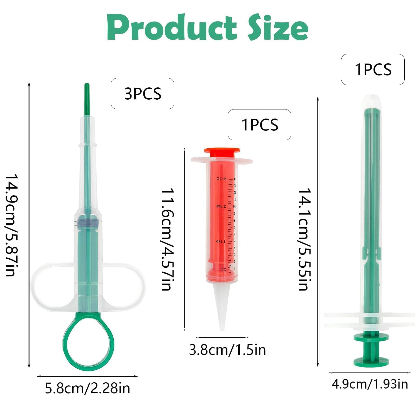 Naturahand 5Pcs Cat Pill Plunger, Green Dog Pill Gun Pet Pill Dispenser Medicine Syringe Puppy Tablet Feeder Liquid Medical Feed