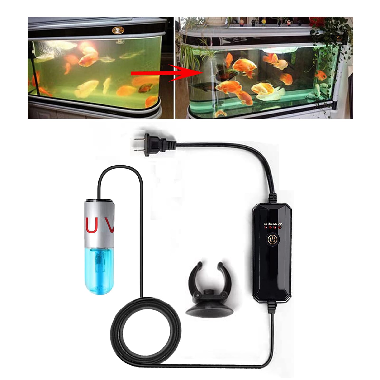 Mini 3W Timer Aquarium &Uv-C Water Clean Light Algae Clear Green Bloom Clean Fish Tank Water Clean Lamp For Sump Pond Filter Tank