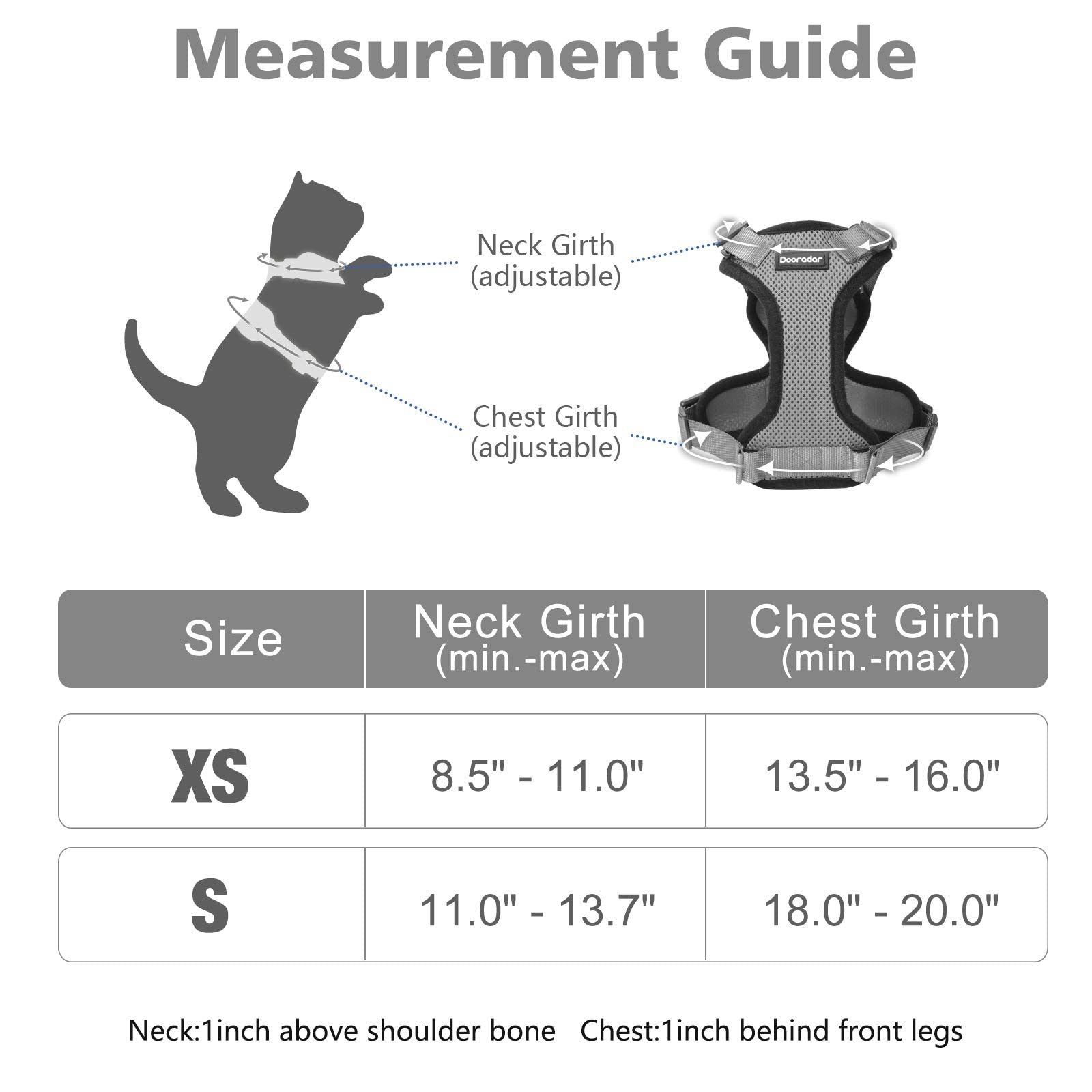 Dooradar Cat Harness And Leash Set, Escape Proof Safe Adjustable Kitten Vest Harnesses For Walking, Easy Control Soft Breathable Mesh Jacket With Reflective Strips For Cats, Grey, S