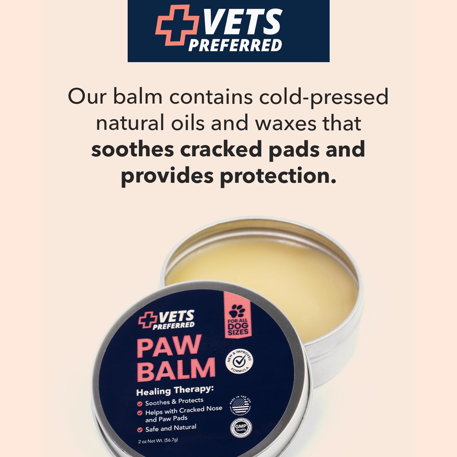 Vets Preferred Paw Balm Pad Protector for Dogs - Dog Paw Balm Soother - Heals, Repairs and Moisturizes Dry Noses and Paws - Idea