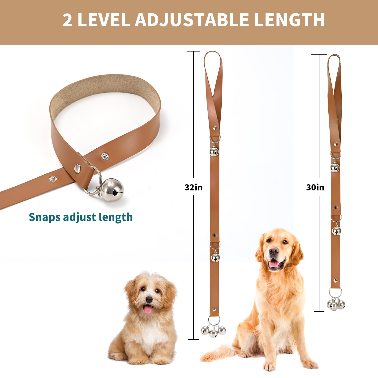 Luckyiren Brown Leather Hanging Door Bells For Dogs To Ring To Go Potty Training Doorbells Tools To Go Outside Dog Accessories U