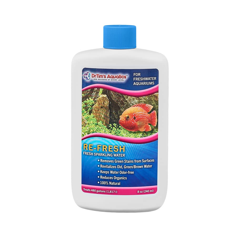 DrTims Aquatics Re-Fresh for Freshwater Aquariums - 100% Natural Fish Tank Sanitizer & Revitalizer Conditioner Solution for Fres