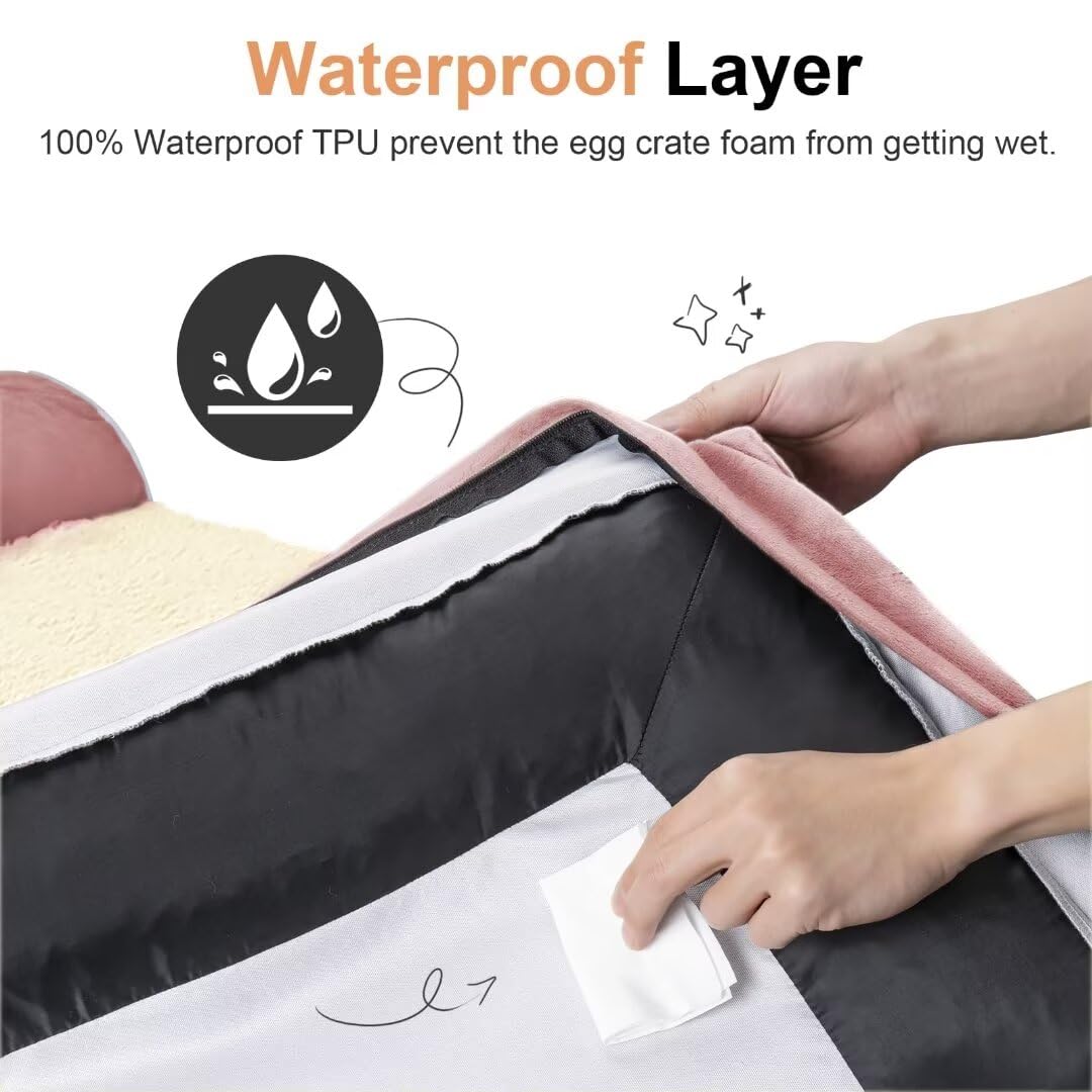 Large Dog Bed Orthopedic Washable: Jumbo Dog Bed Bolster Extra Large Dogs Egg Crate Foam Sofa Couch Waterproof Removable Cover - Pink