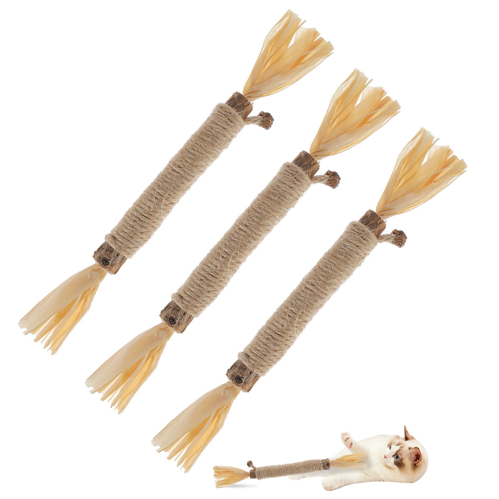Relonggi 3 Pcs Silvervine Sticks For Cats - Natural Cat Chew Toys For Teeth Cleaning, Kitten Teething & Aggressive Chewers