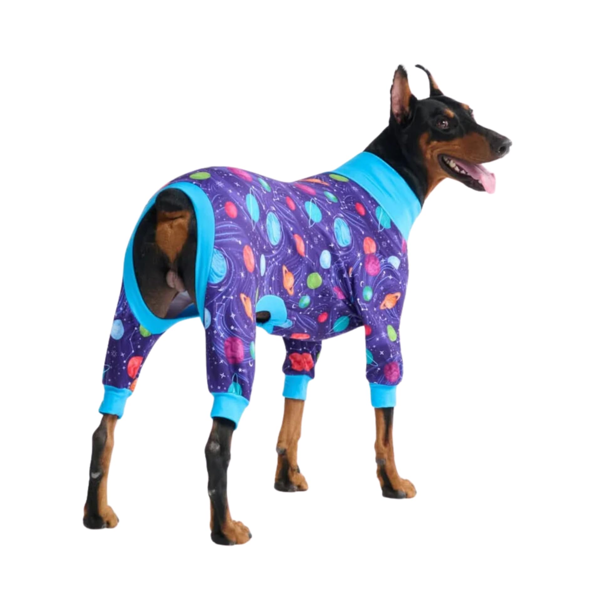 Spark Paws Dog Pajama, Ultra-Soft And 4-Way Stretch, Recovery-Suit Pj Onesie For Small, Medium And Large Breeds - Planets - 4Xl