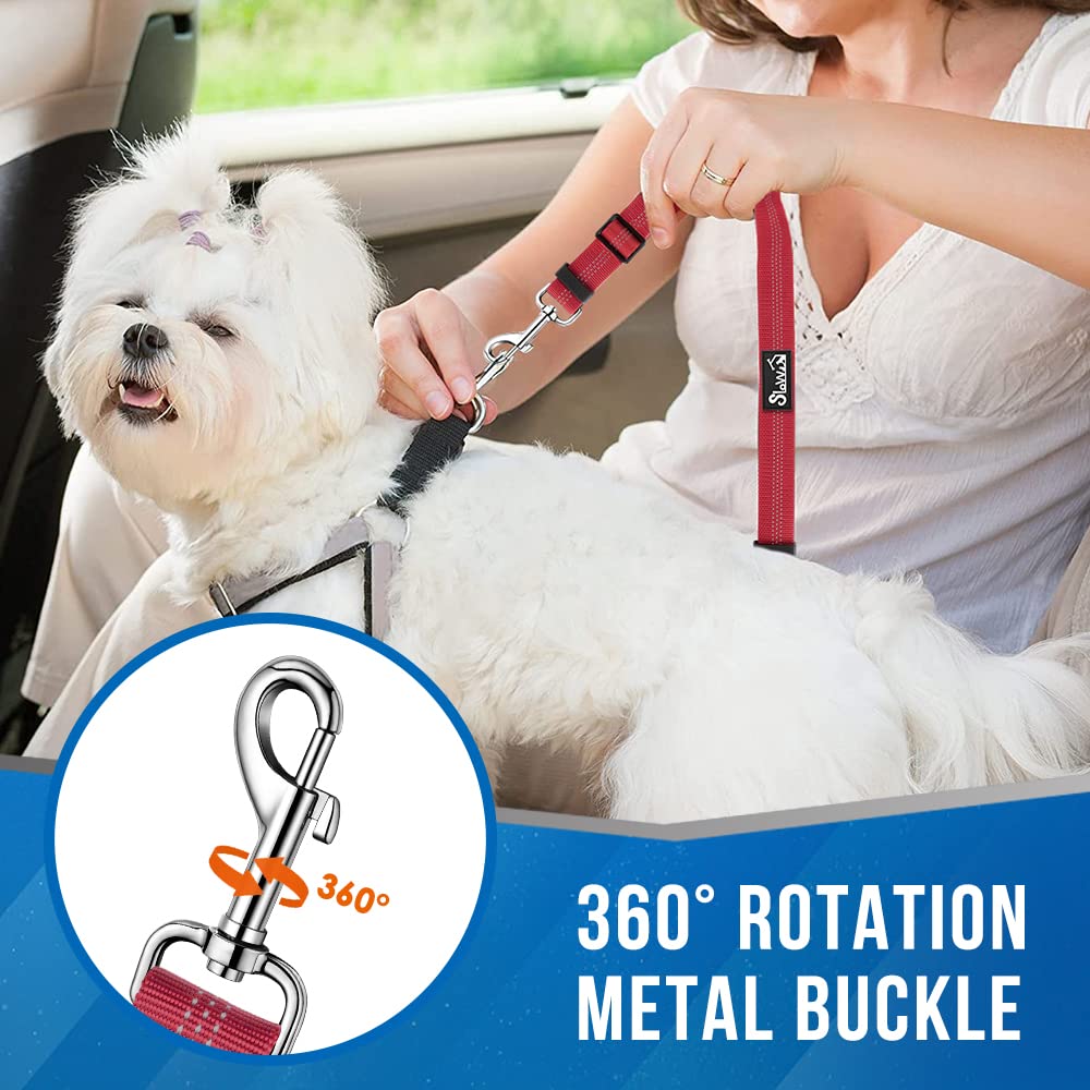 Lukovee Double Dog Seat Belt, New Dual Pet Car Headrest Restraint Safety Seatbelt No Tangle Dog Leash Duty Adjust Elastic Bungee