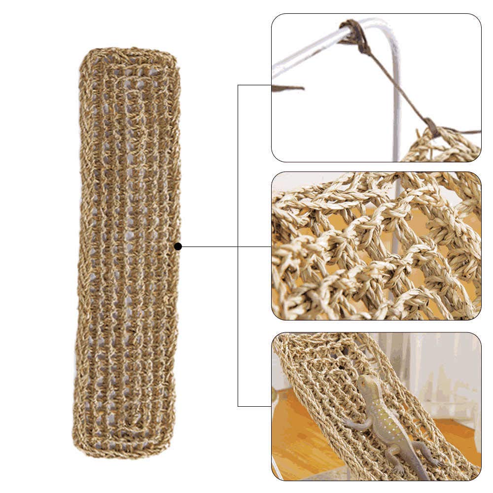 kathson Reptile Hammock Bed for Bearded Dragons & Geckos, 29.52x7.08, Black, 100% Natural Grass Fibers, Climbing Toy &
