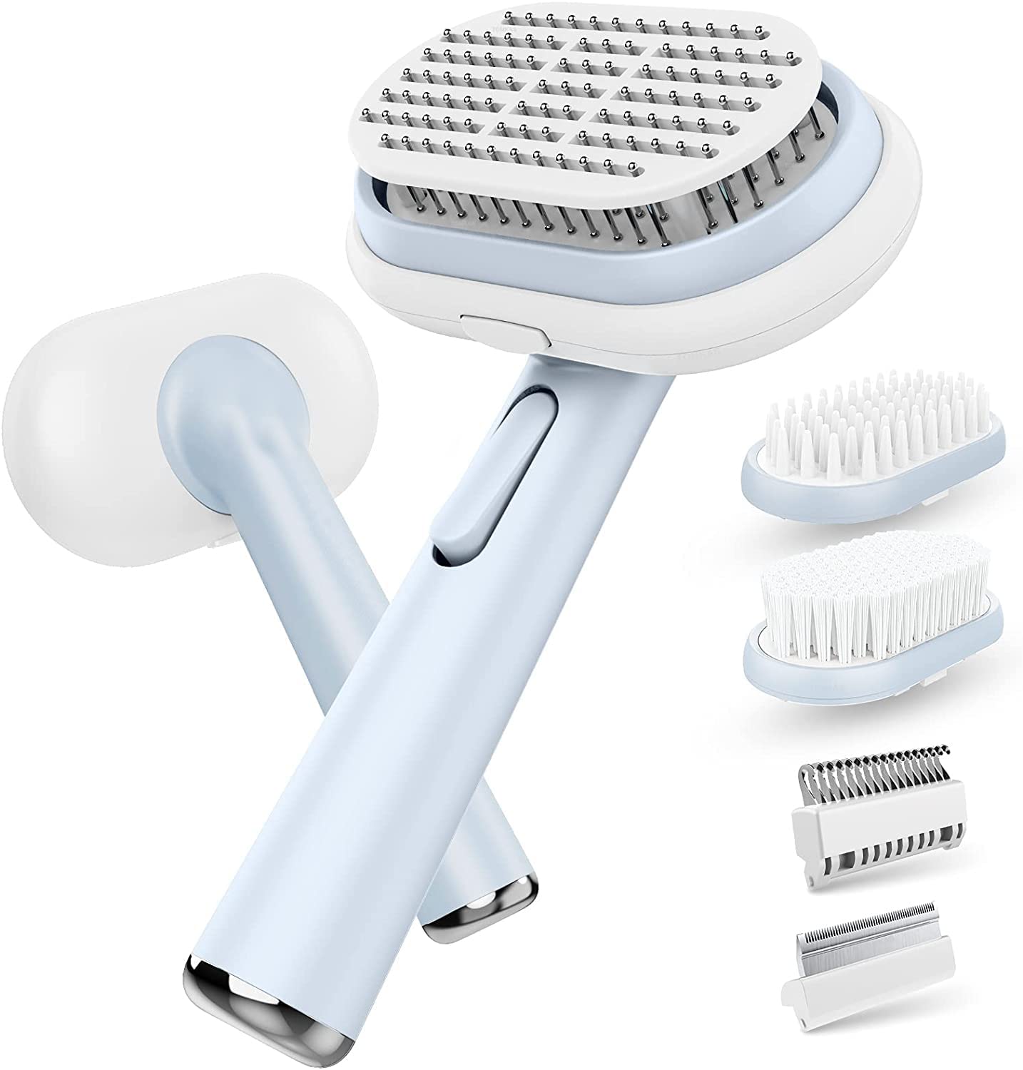 Rvpaws Dog Pin Brush Cat Brush 5 In 1 Pet Grooming Kit Pin Brush For Dog & Cat Dematting Comb Deshedding Comb Bath Massage Brush