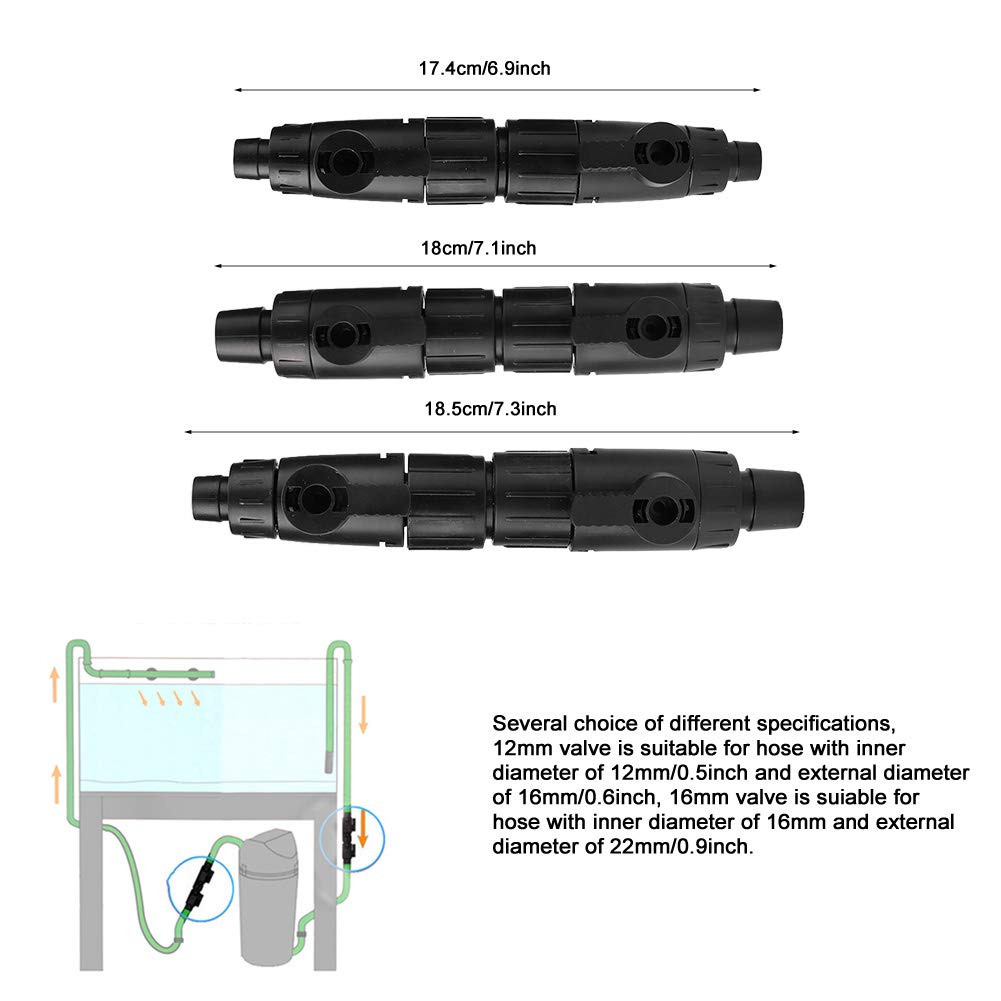 Tnfeeon Aquarium Hose Valve, Fish Hose Pipe Quick Release Connector Adapter Aquarium Filter Connector(12Mm/0.5Inch)