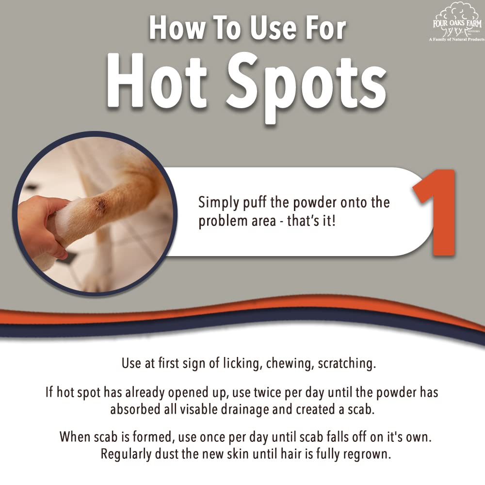 Four Oaks Farm Ventures, NT Canine Hot Spot & Ear Dry Powder - Treat Pets Hot Spots, Cuts, Abrasions, Excema, Flea Bites, Ear I