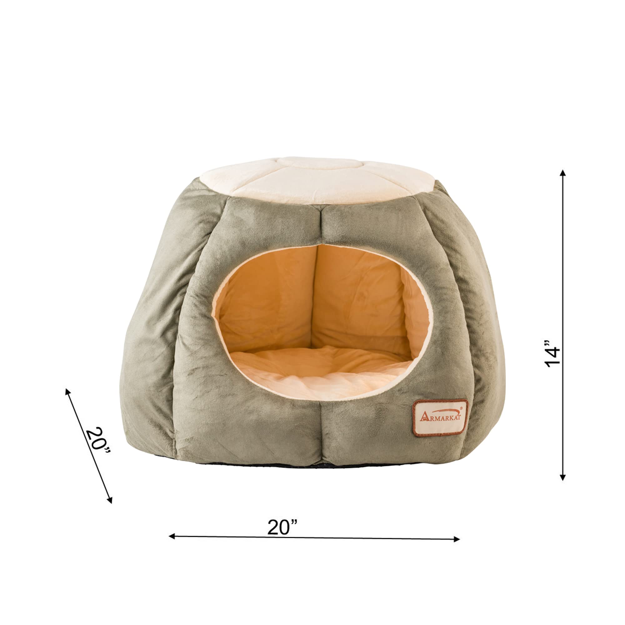 Armarkat Cat Bed, Laurel Green and Beige