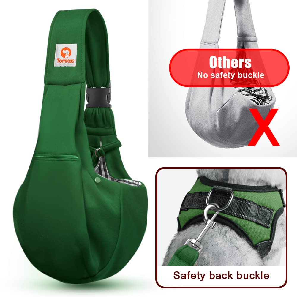 Tomkas Dog Sling Carrier For Small Dogs Puppy Carrier For Small Dogs (Emerald Green, Adjustable Strap & Zipper Pocket)