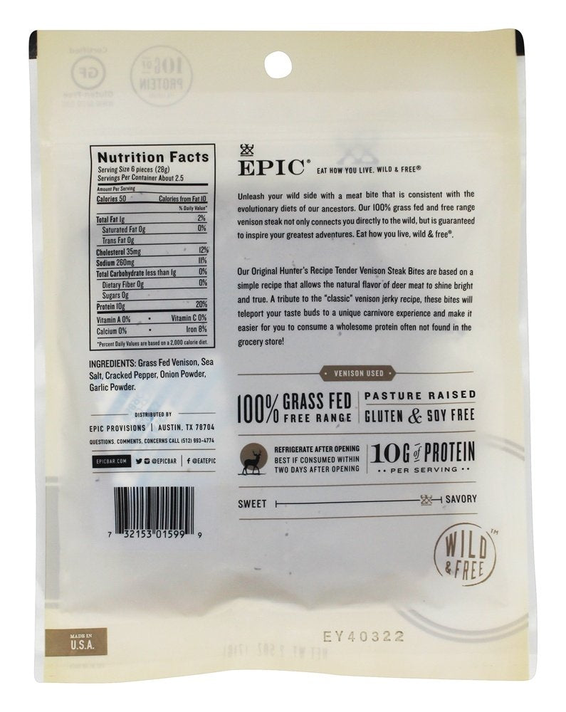 Epic - Bites - Venison - Case of 8 - 2.5 oz(D0102HXXD97.)