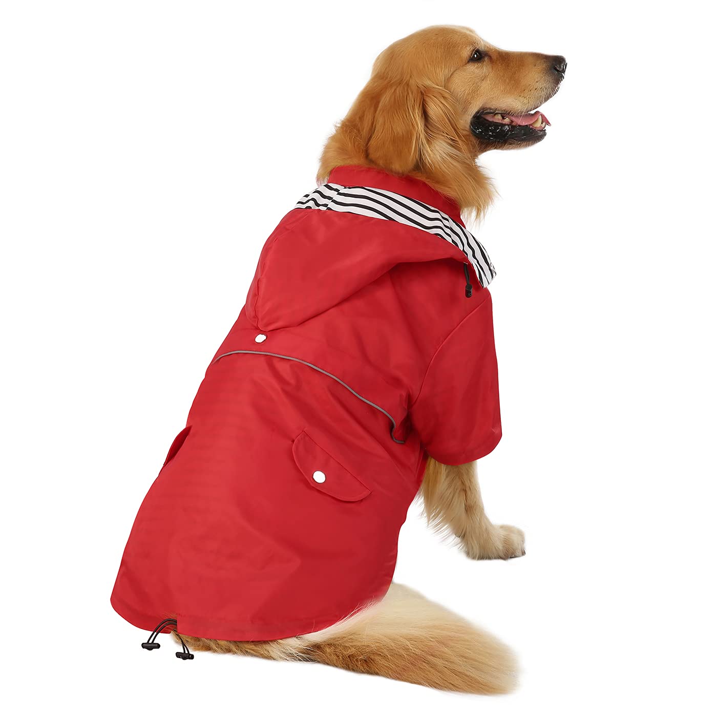 HDE Dog Raincoat Double Layer Zip Rain Jacket with Hood for Small to Large Dogs Red - 2XL