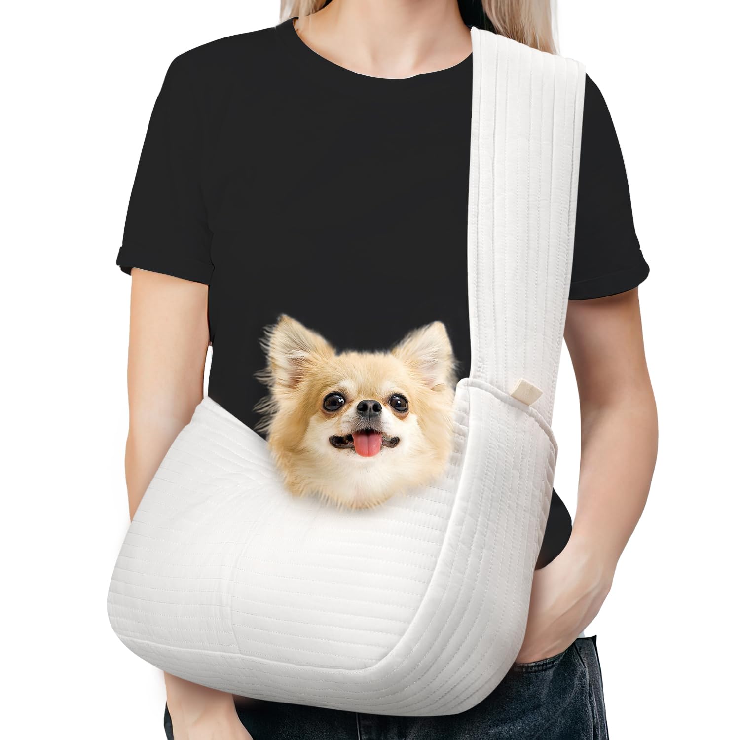 Pawaboo Dog Sling Carrier For Small Dogs Cats, Ultra-Comfortable Dog Carrier Sling Up To 10Lbs, Hand-Free Widened Strap Dog Purs