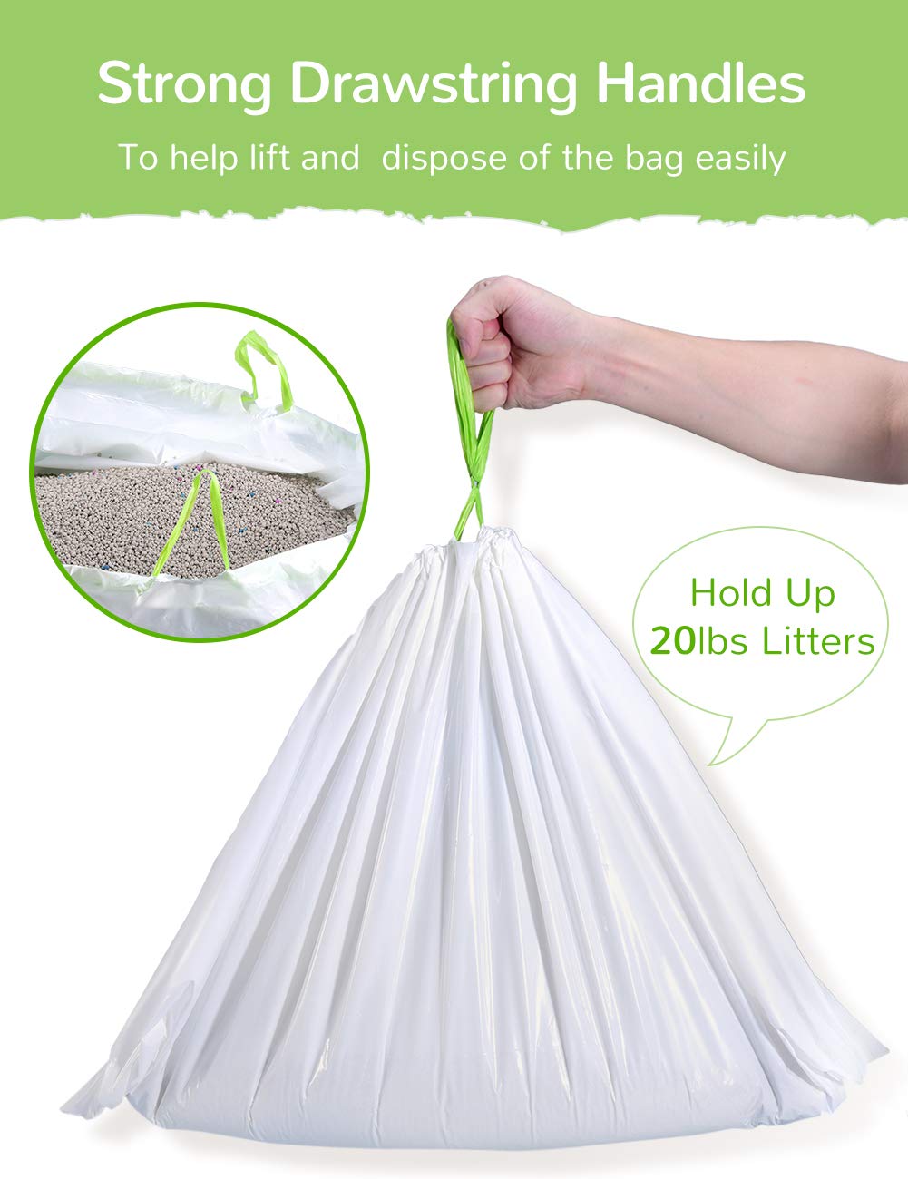 Petocat Cat Litter Liners Large, Jumbo Drawstring Extra Durable Pet Cat Pan Liners Extra-Thick Kitty Litter Box Bag-24 Count 36' X 19'