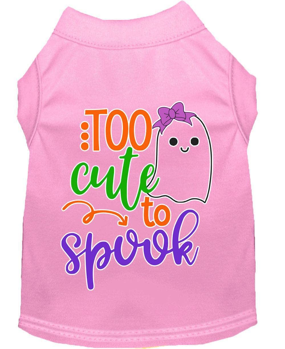 Halloween Pet Dog & Cat Shirt Screen Printed, &quot;Too Cute To Spook - Girly Ghost&quot; Light Pink XS (0-3 lbs.)