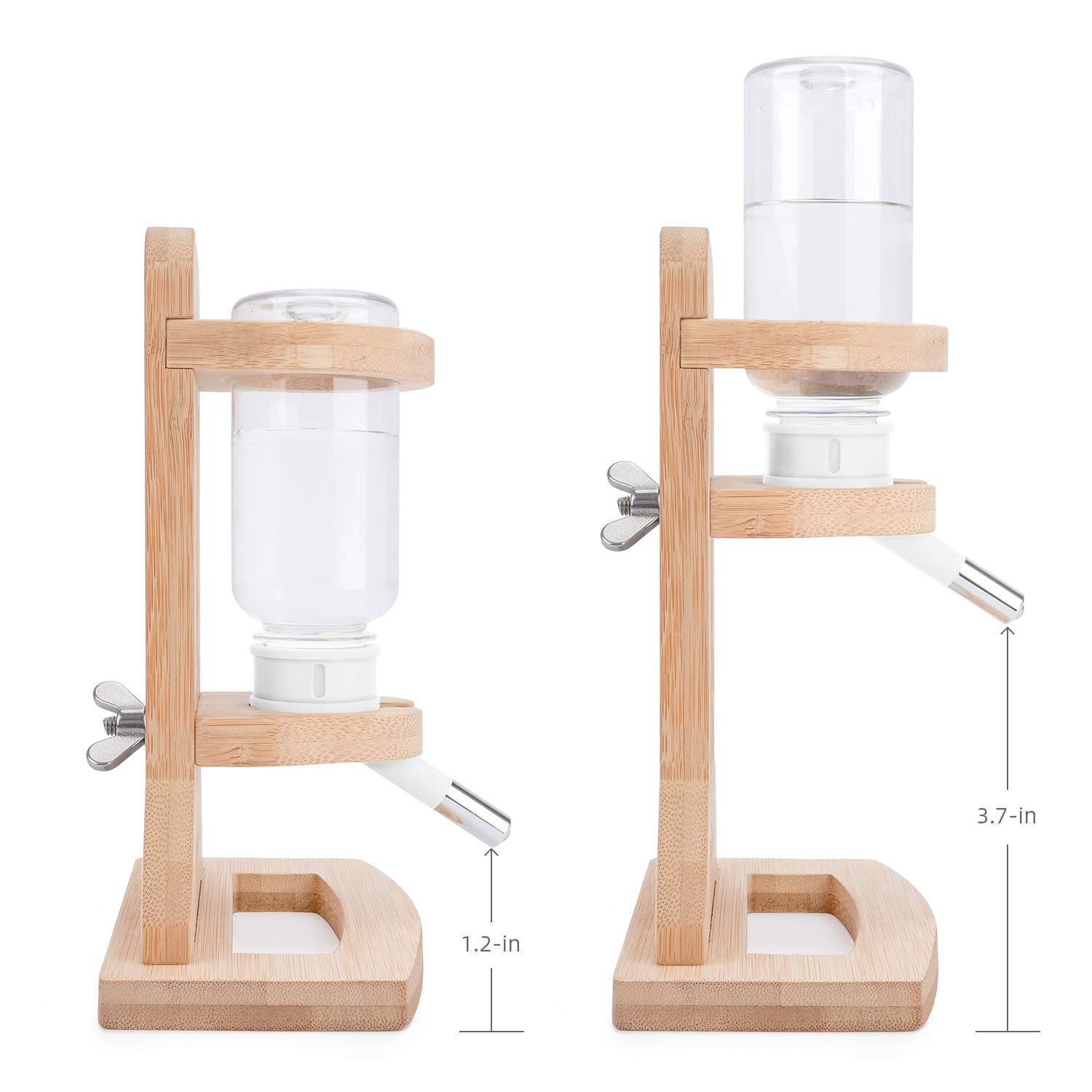 Niteangel White Water Bottle with Stand for Syrian Dwarf Hamsters, Gerbils, Mice, Rats & Degus - Small Pet Rodent Accessory