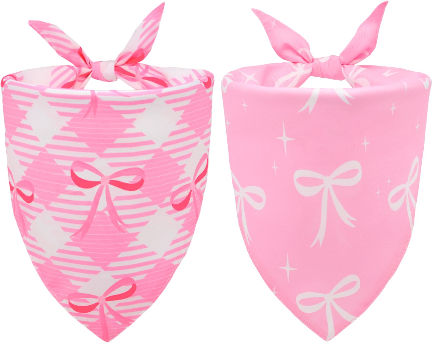 Cozyhaus Pink Bow Dog Bandanas,Pink Spring Summer Scarf For Girls,Cute Coquette Bowknot Dog Kerchief Gifts,Triangle Pet Outfits 