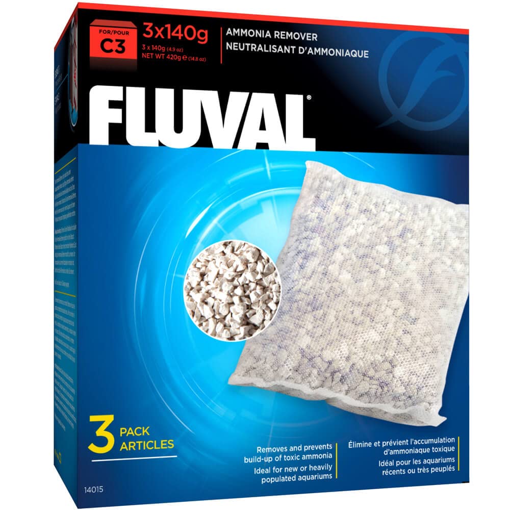 Fluval C3 Ammonia Remover, Replacement Aquarium Filter Media, 3-Pack, 14015