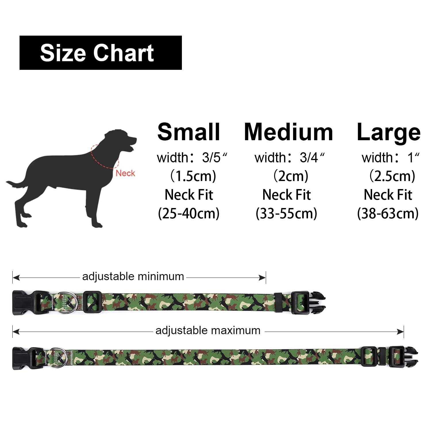 Suredoo Adjustable Dog Collar With Patterns, Ultra Comfy Soft Nylon Breathable Pet Collar For Small Medium Large Dogs (M, Dog Camouflage Green)