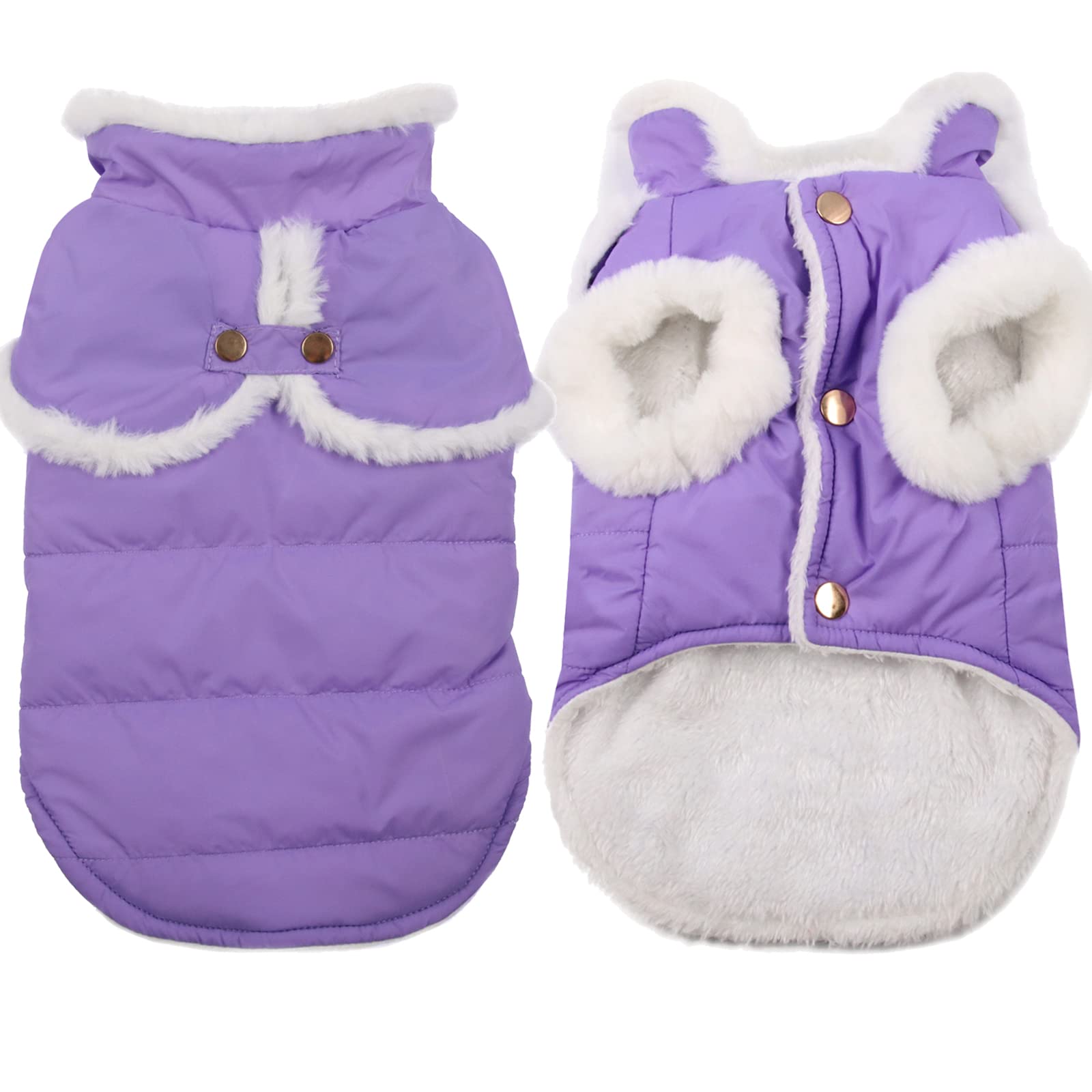 Joydaog Shawl Design Fleece Lined Warm Dog Jacket For Winter Cold Weather,Soft Windproof Large Dog Coat,Purple Xxxl