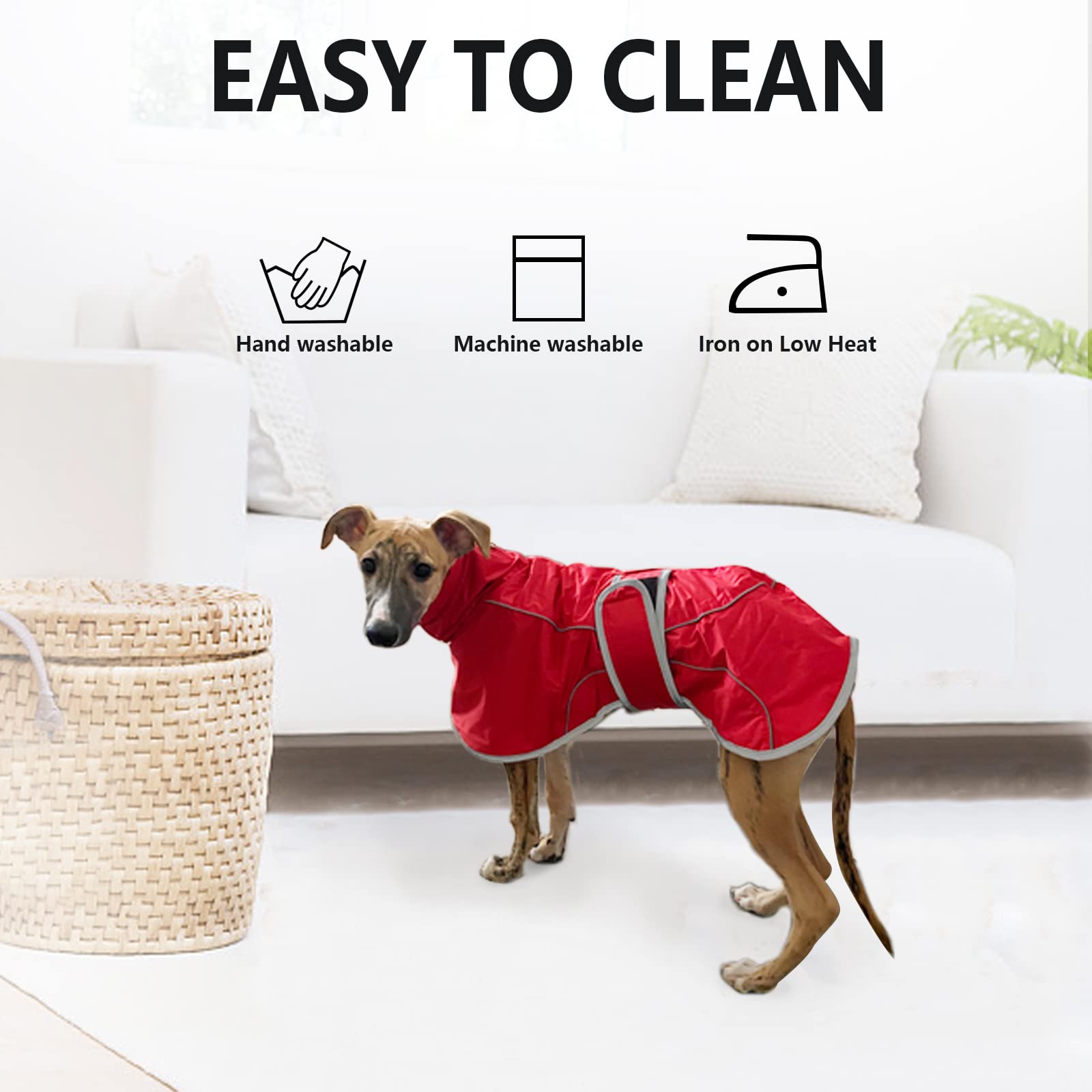 Greyhound Winter Coat, Whippet Coat With Padded Fleece Lining, Water Resistant Dog Jacket With Adjustable Bands And Reflective - Pink - Large