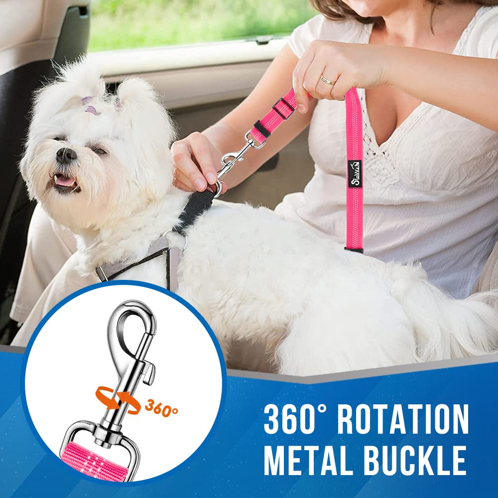 Lukovee Double Dog Seat Belt, New Dual Pet Car Headrest Restraint Safety Seatbelt No Tangle Dog Leash Duty Adjust Elastic Bungee Puppy Lead Splitter Connect Harness In Vehicle Travel For 2 Dogs (Fl)