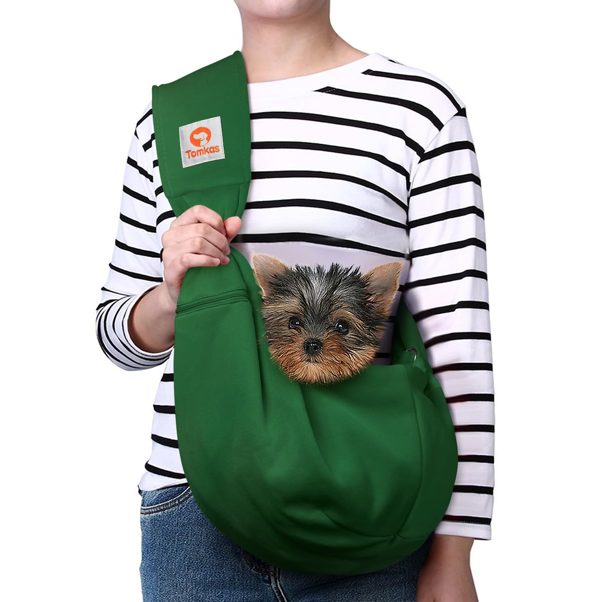 Tomkas Dog Sling Carrier For Small Dogs Puppy Carrier For Small Dogs (Emerald Green, Adjustable Strap & Zipper Pocket)