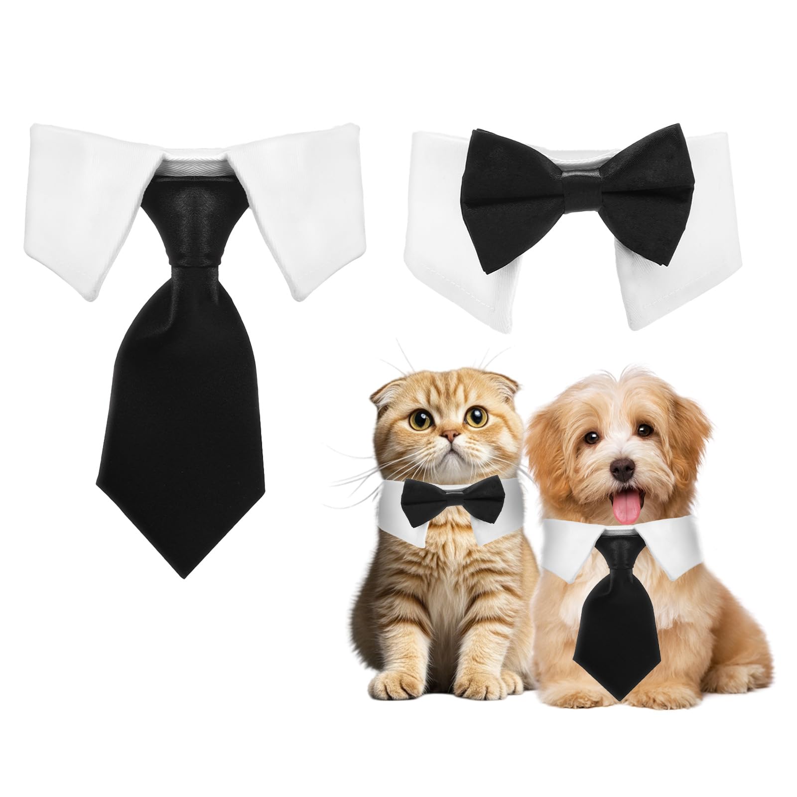Yuxianlb 2 Pcs Black Pet Bow Tie Collar Formal Costume Accessories For Dogs Cats Elegant Wedding Bowtie Grooming Necktie Cute Tu