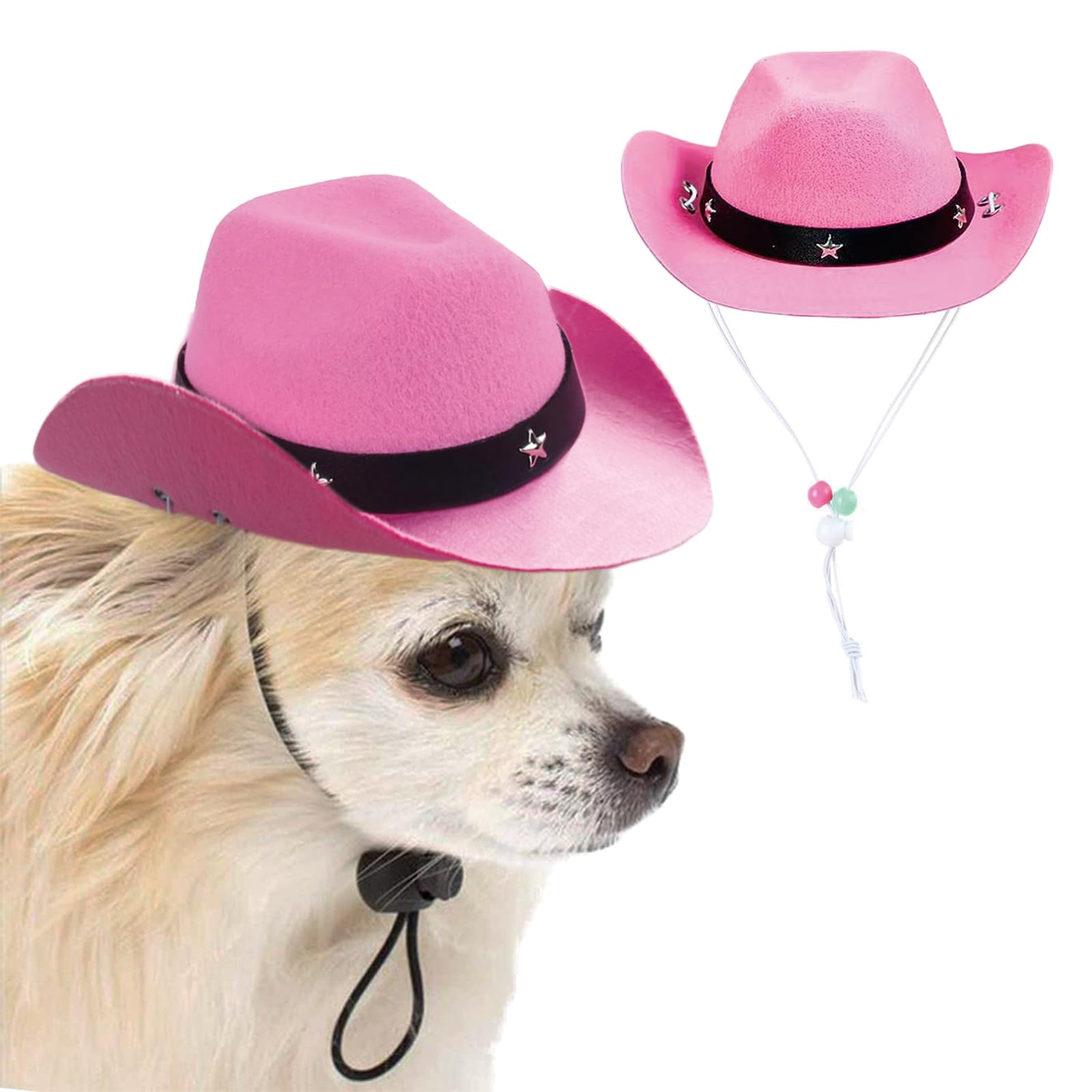 Awocan Pet Dog Costume Cowboy Hat Cosplay Cap Puppy Pet Dog Cat Holiday Pet Party Decoration (Pink)