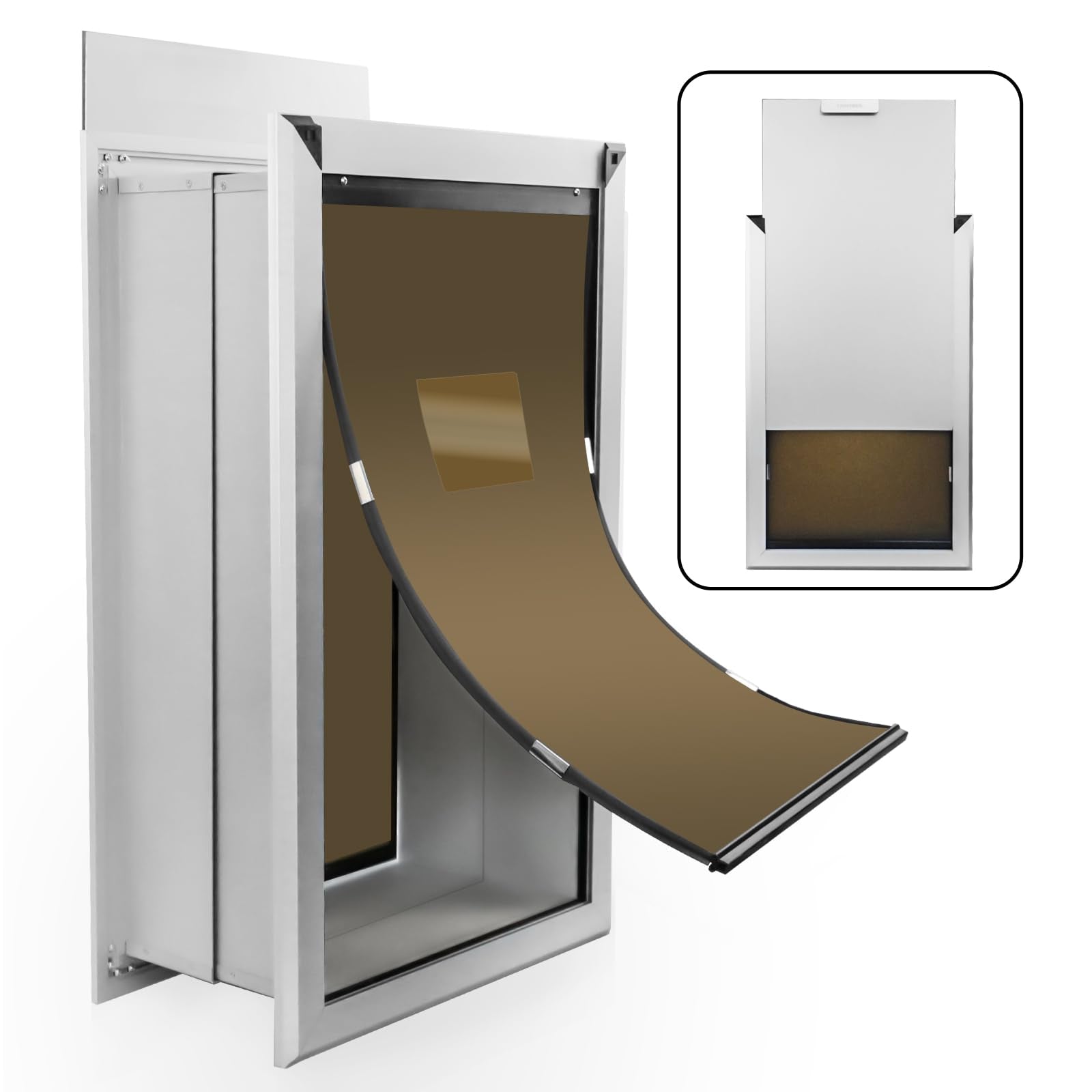Fuelio Xl Dog Door For Wall - Aluminum Doggy Door For Wall Mounting - Double Flap For Ruff Weather, Extra Large Size For Giant B