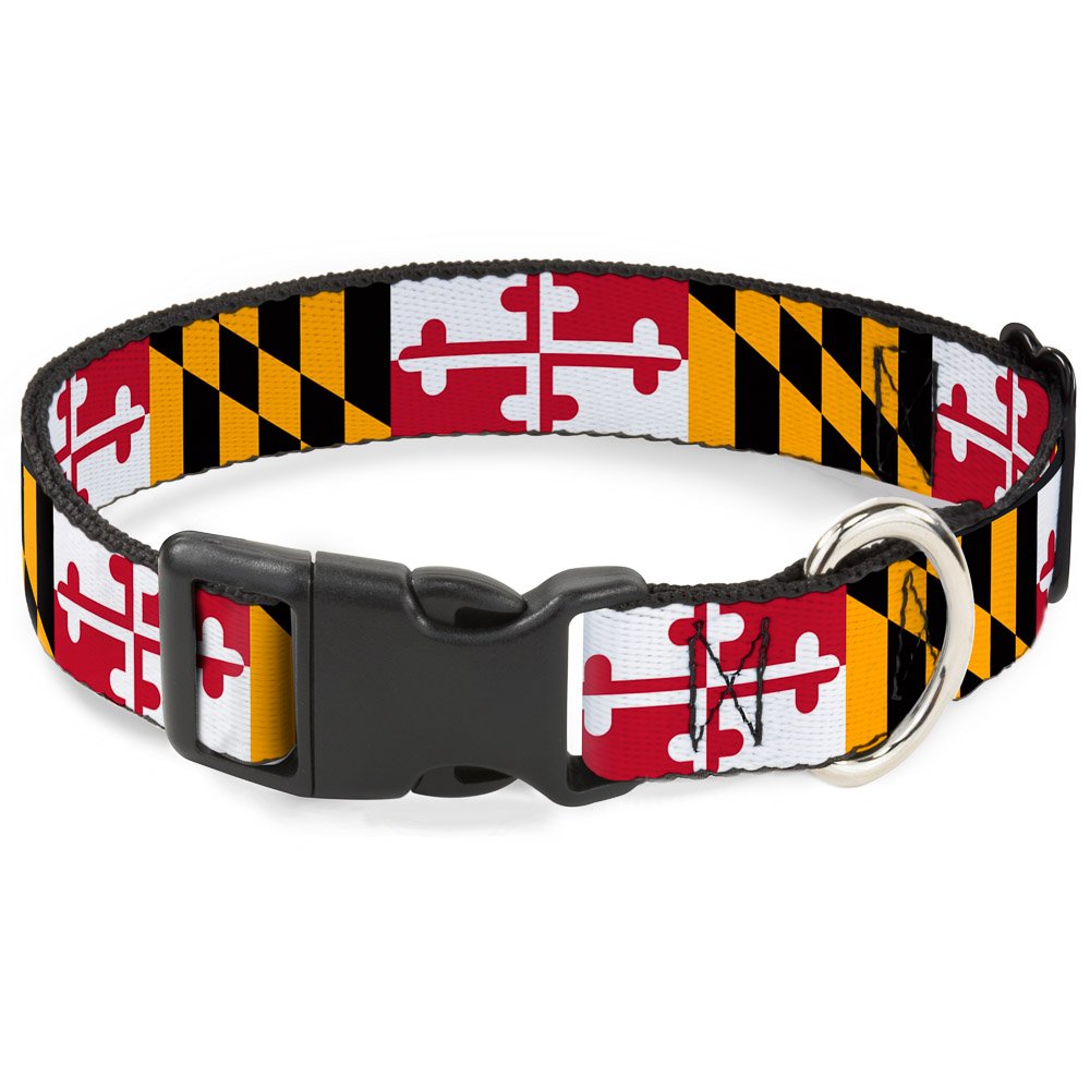 Buckle-Down Plastic Clip Collar - Maryland Flags - 1' Wide - Fits 15-26' Neck - Large