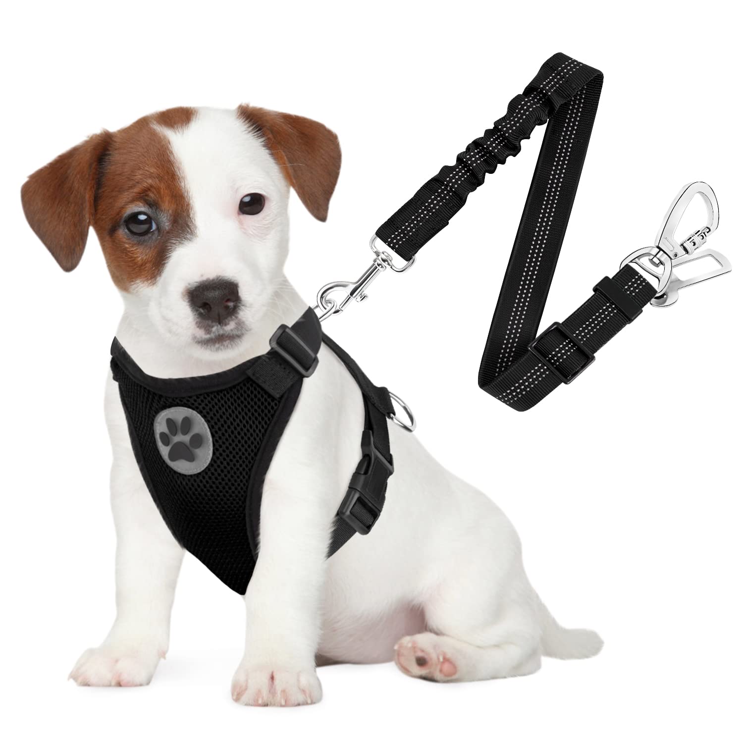 Slowton Dog Seat Belt Car Harness Set - Adjustable Dog Seatbelt With Carabiner For Most Cars, Breathable Dog Vest Harness Padded With Car Safety Leash For Small Medium Large Dogs Puppy Cats(Black S)