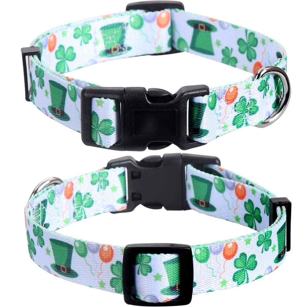 2 Pack St.Patrick'S Day Dog Collar Adjustable Four Leaf Clover Medium