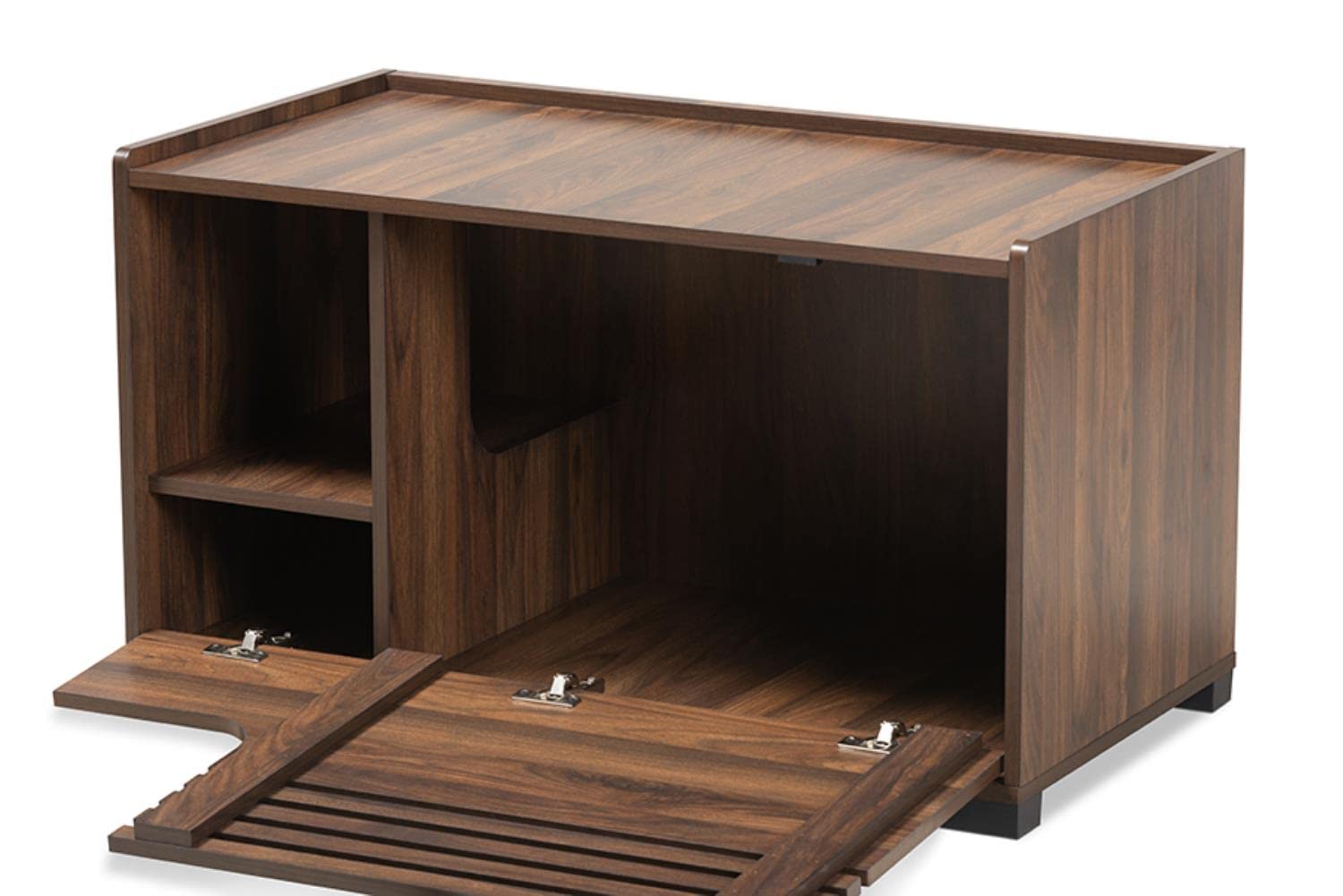 Baxton Studio Claire Modern and Contemporary Walnut Brown Finished Cat Litter Box Cover House