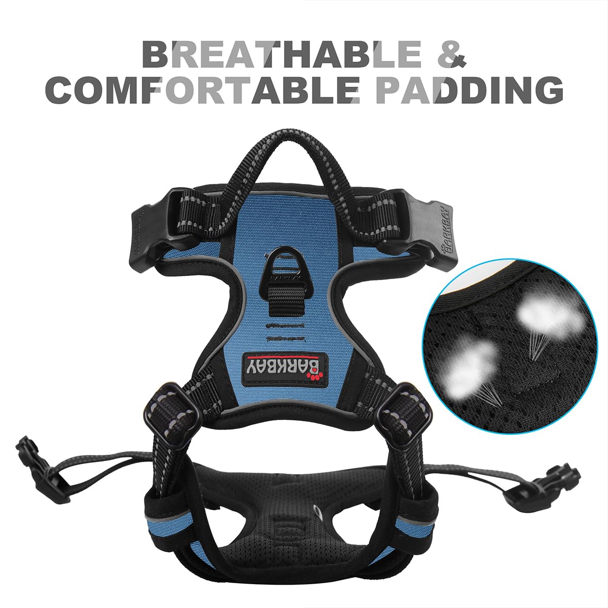 BARKBAY No Pull Dog Harness Front Clip Heavy Duty Reflective Easy Control Handle for Large Dog Walking(Navy,XS)